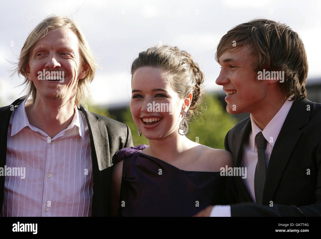 Andrew Adamson, Anna Popplewell and William Moseley (left to right) arrive for the screening of The Chronicles of Narnia: Prince Caspian at the O2 Arena in London. Stock Photo