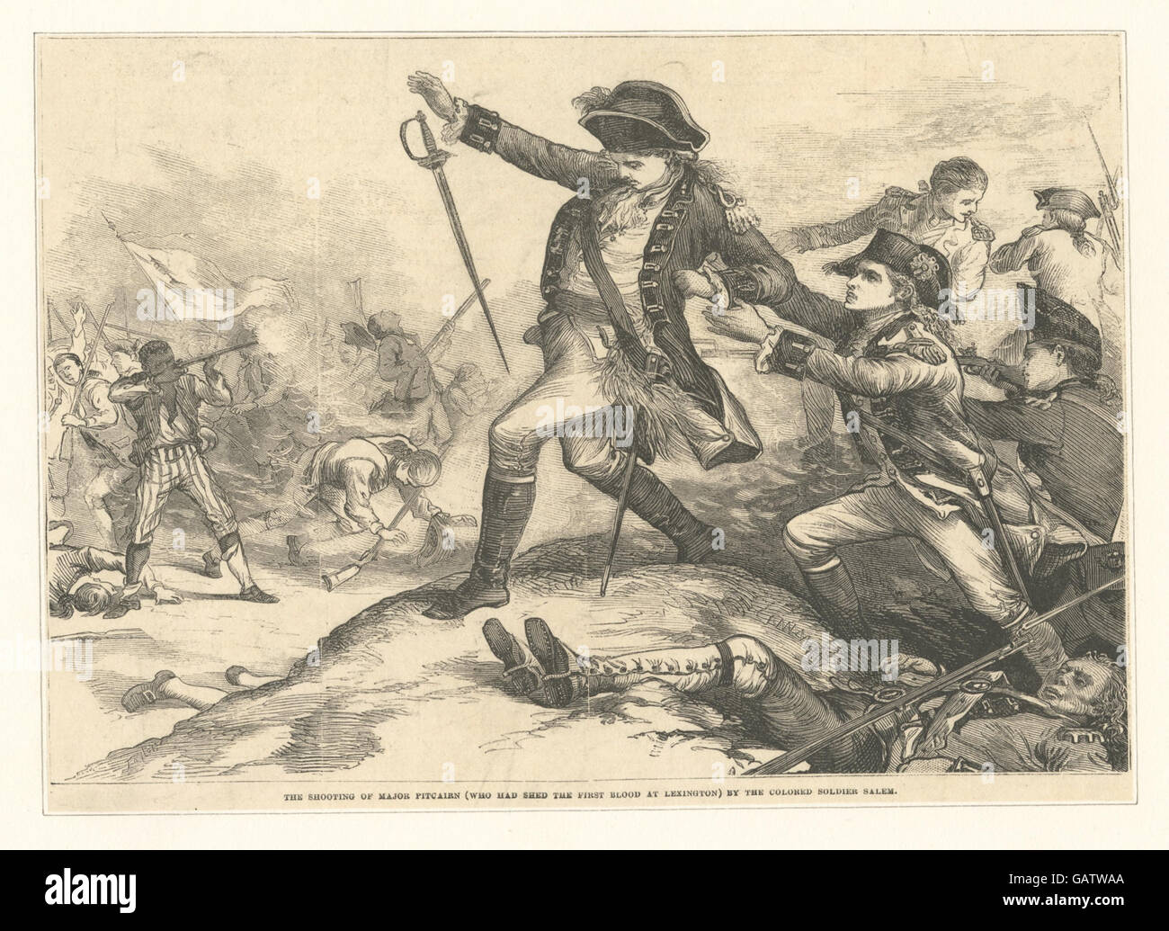 The shooting of Major Pitcairn (who had shed the first blood at