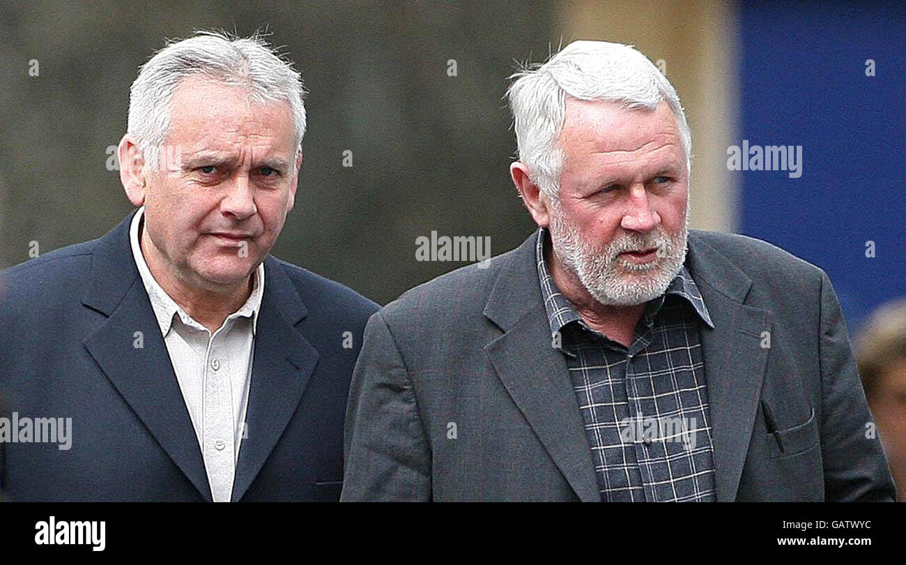 Sinn Fein TD for Kerry North, Martin Ferris (Right), arrives with Brendan McFarlane in Dublin for a trial over the kidnap of a supermarket boss 25 years ago. Stock Photo