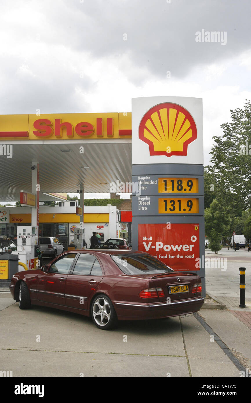 Queues at a Shell petrol station in Clapham, south London, as motorists