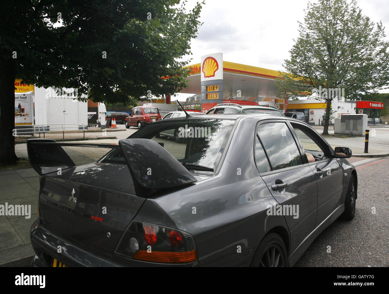 Queues at a Shell petrol station in Clapham, south London, as motorists