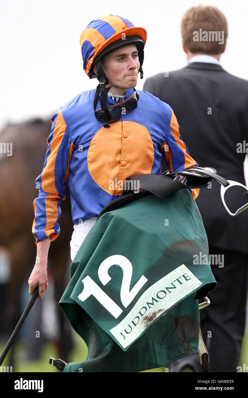 Horse Racing - The 2008 Derby Festival - Ladies Day - Epsom Downs Racecourse. Jockey Ryan Moore at Epsom Downs Racecourse Stock Photo