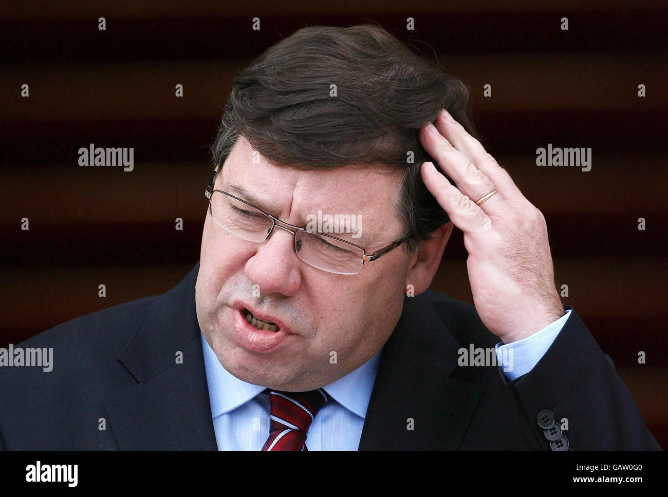 Irish Taoiseach Brian Cowen who has tonight insisted serious efforts were needed to find a solution to the turmoil created by Ireland's rejection of Lisbon. 'We are in uncertain waters. There is no quick fix here,' Mr Cowen said. Stock Photo
