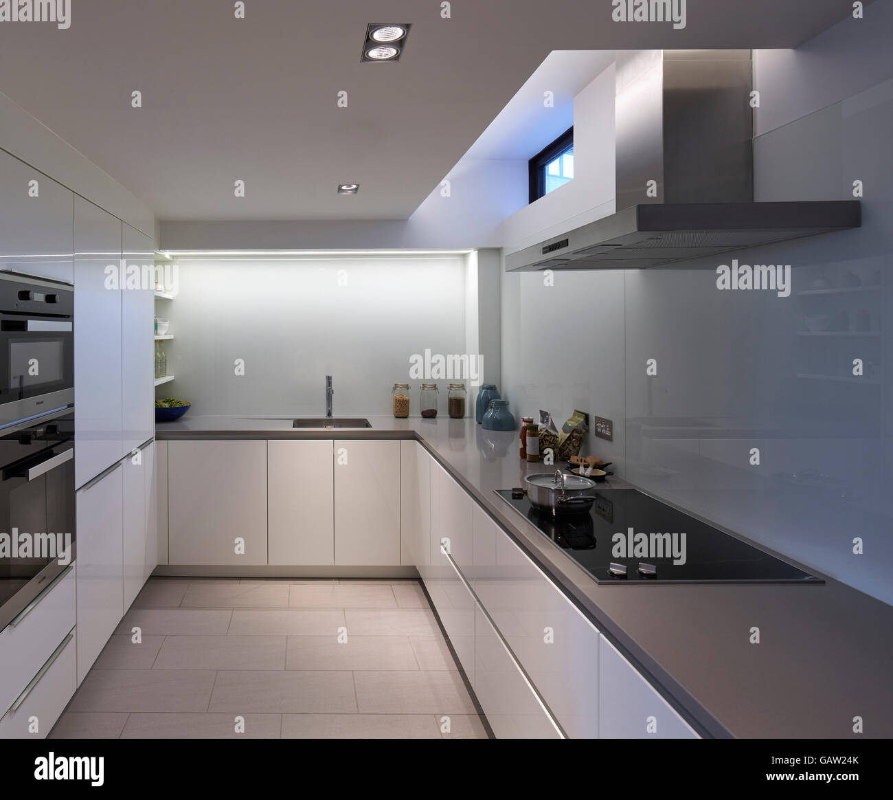 Kitchen interior. Apartment in Crown Reach, London, United Kingdom