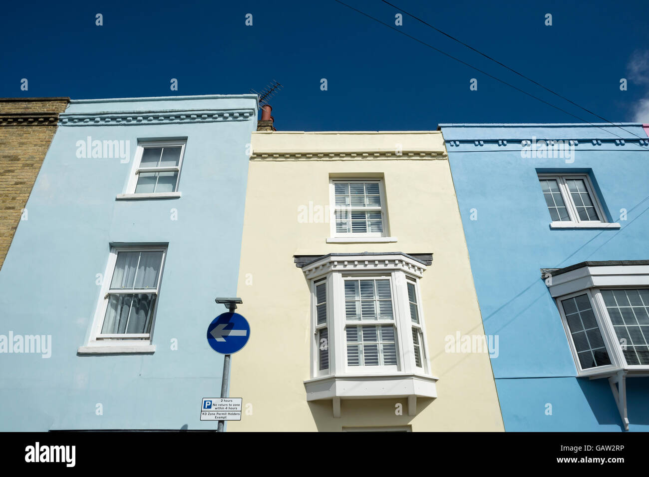 row of painted houses Stock Photo