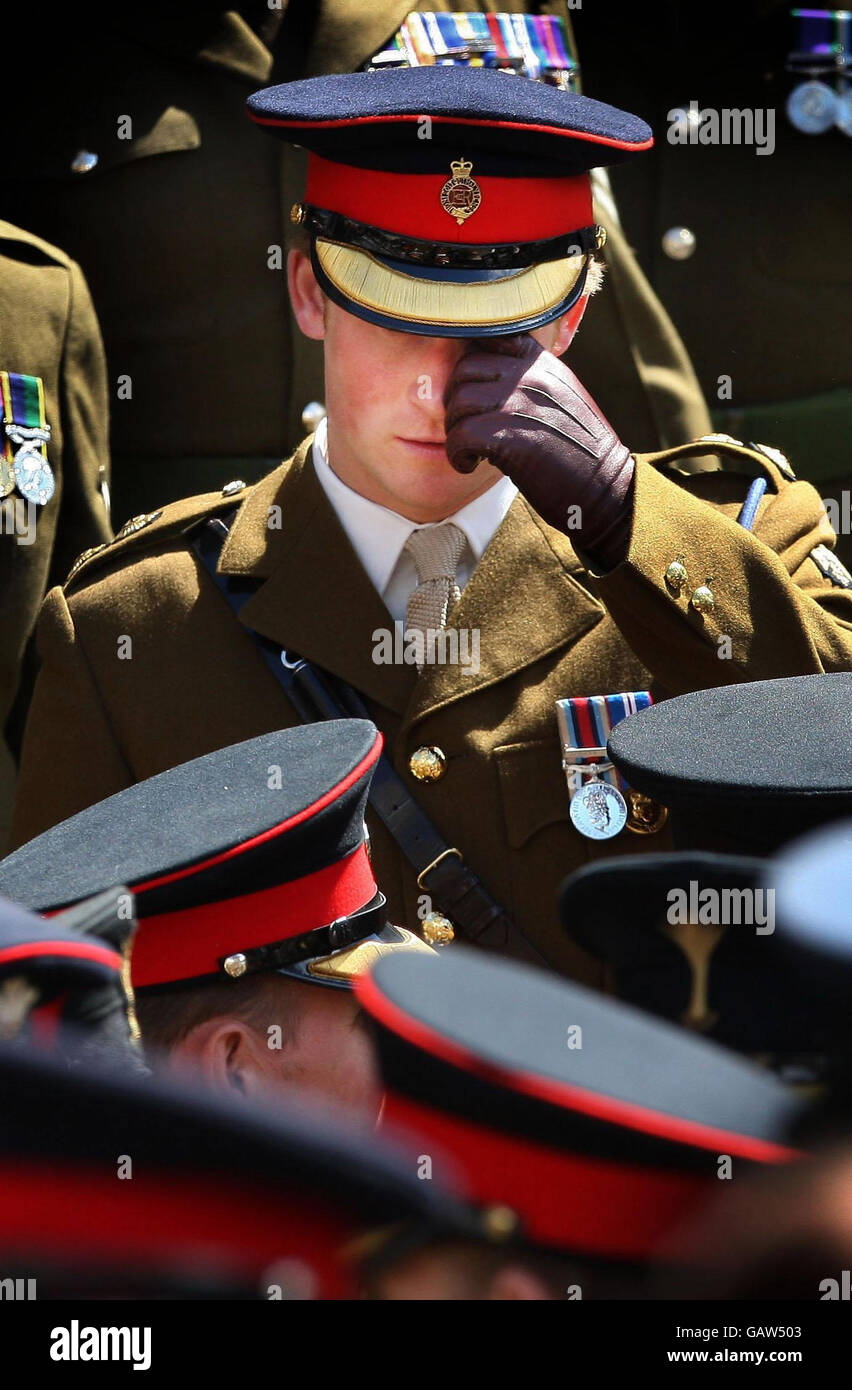 Prince Harry departs from the service at St Gilles, Edinburgh, after a military parade along the Royal Mile, Edinburgh. Stock Photo