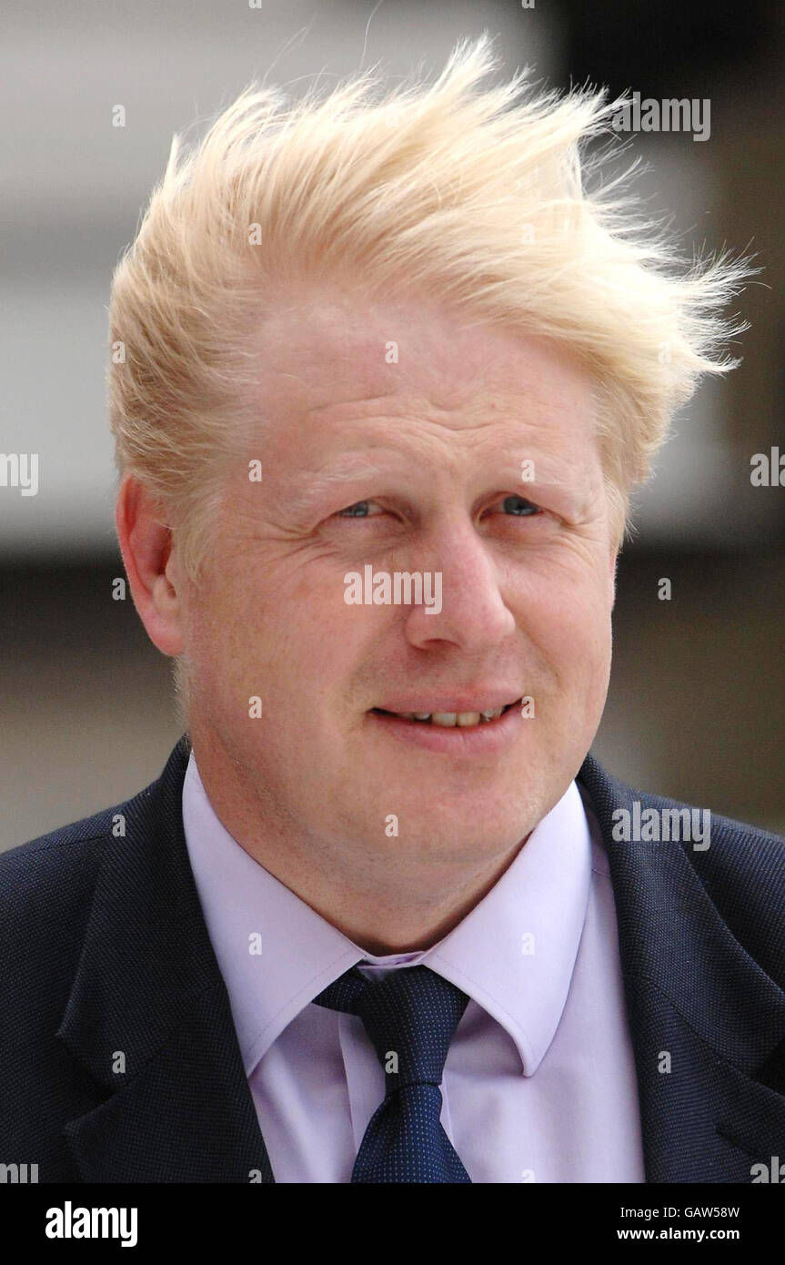 London Mayor Boris Johnson outside County Hall, London, during the launch of a campaign on sports participation. Stock Photo