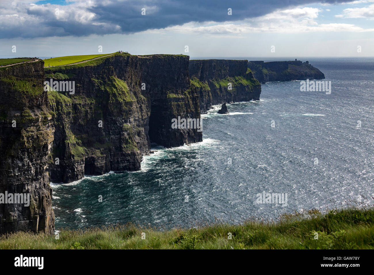 The Cliffs of Moher - located at the southwestern edge of the Burren region in County Clare, Ireland. Stock Photo