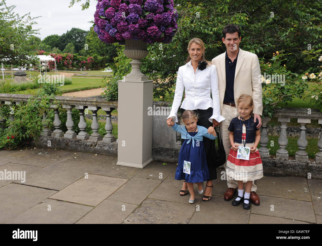 Tim Henman, wife Lucy and children Rosie (right) and Olivia arrive at