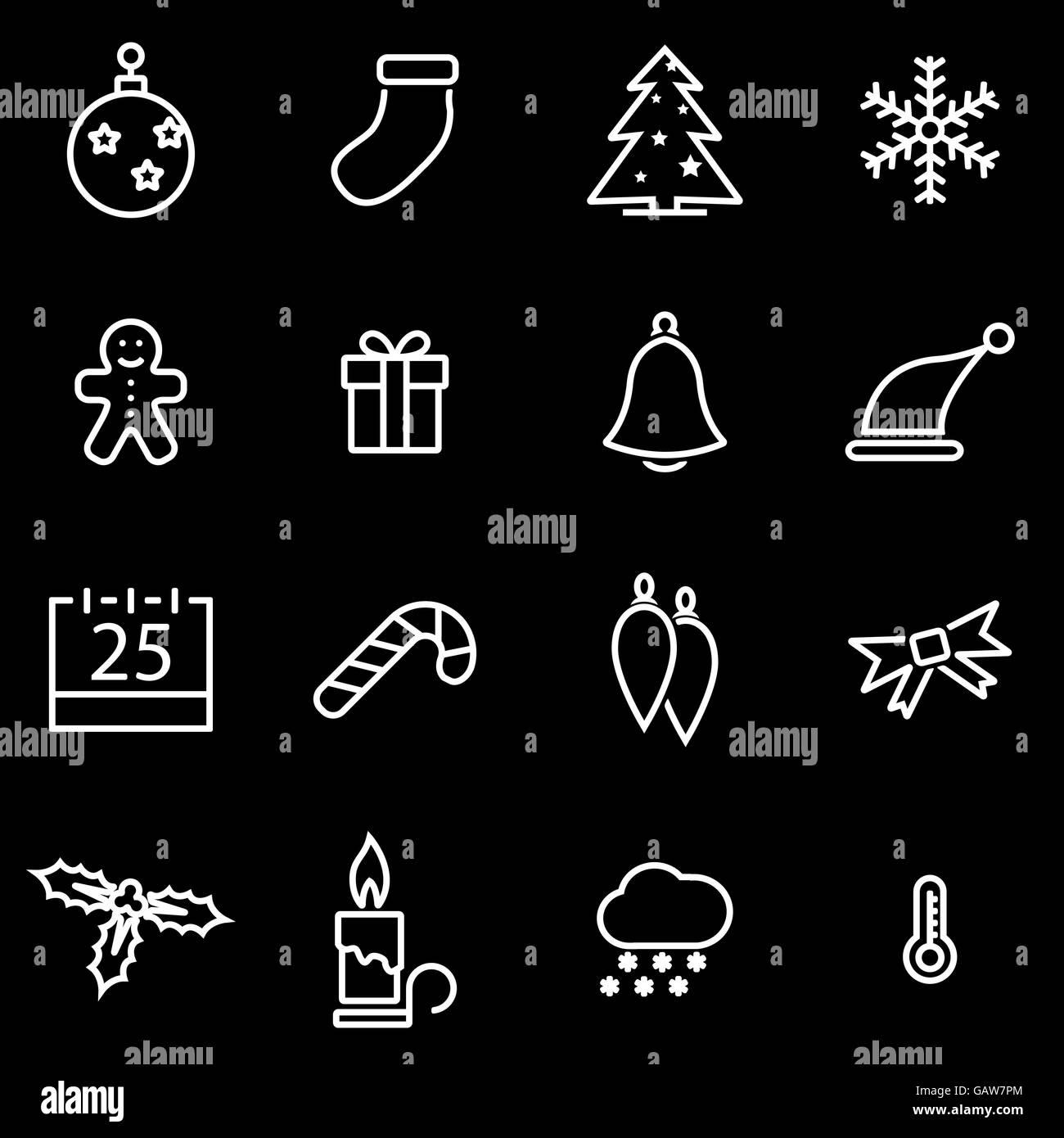 Vector line christmas icon set Stock Vector Image & Art - Alamy