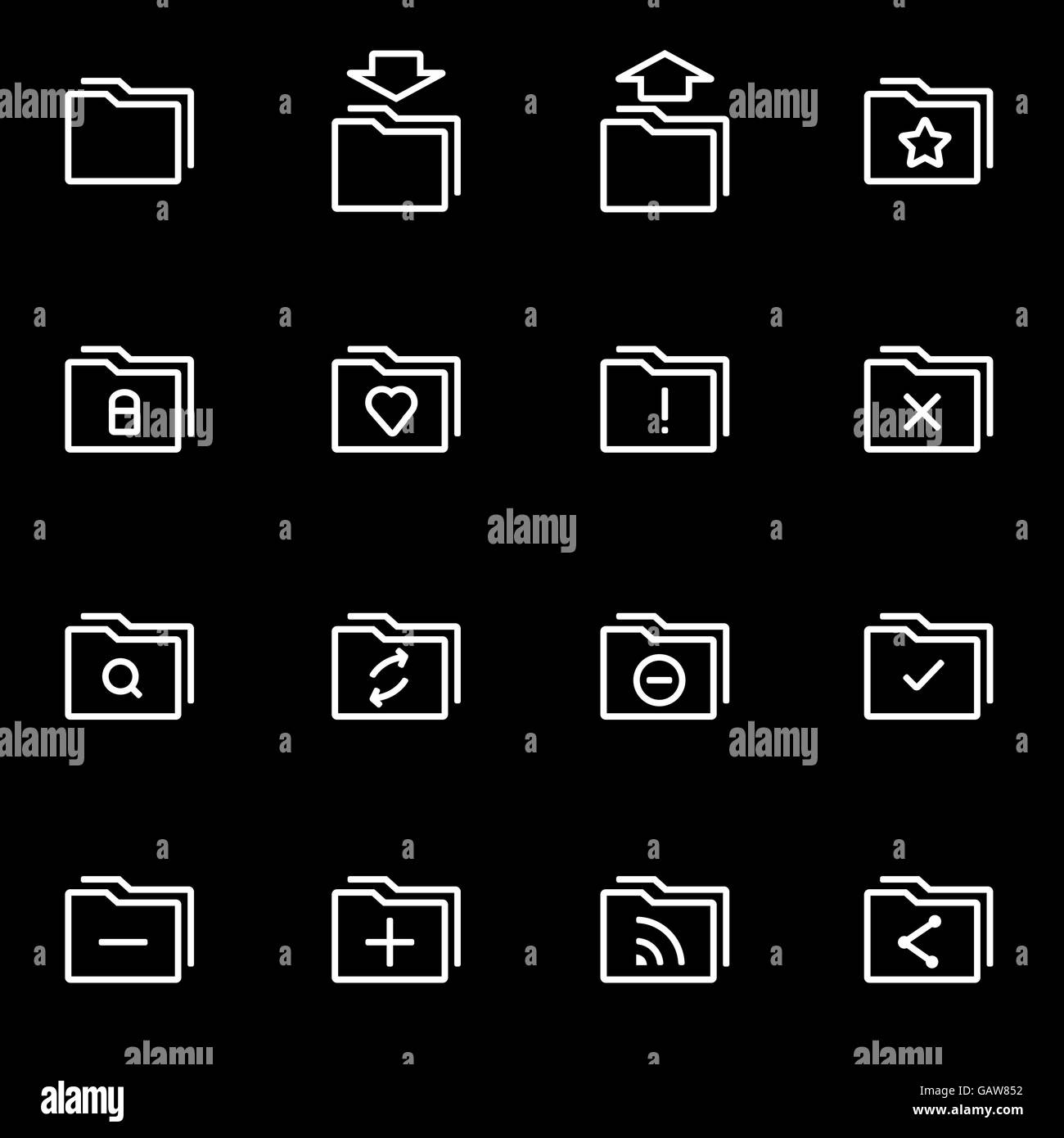 Vector line folder icon set Stock Vector Image & Art - Alamy