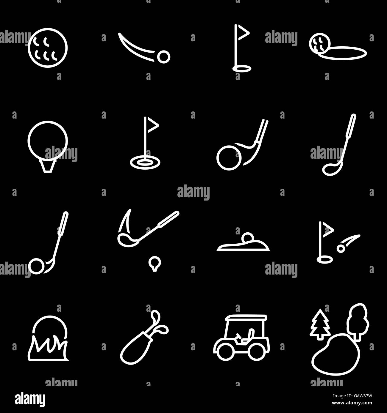Vector line golf icon set Stock Vector Image & Art - Alamy