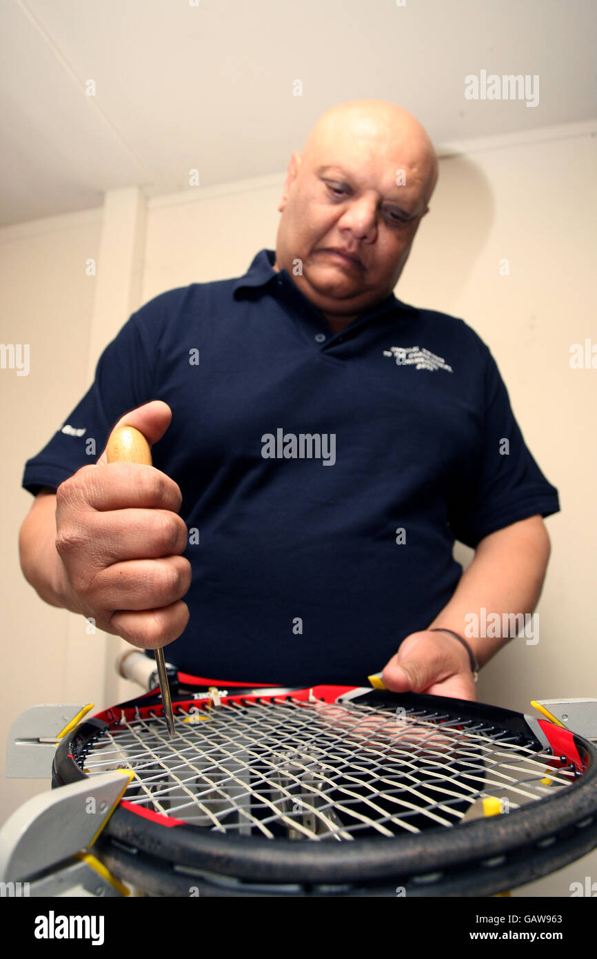 Tennis - Wimbledon 2008 Preview - Racket Stringer Dip Patel - All ...