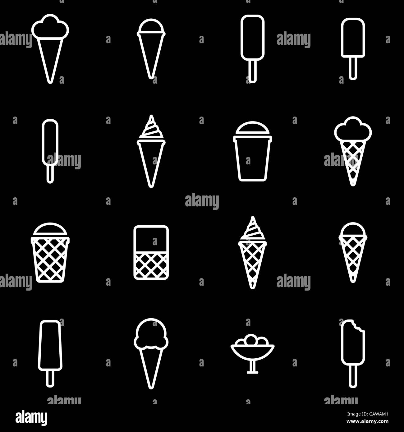 Vector line ice cream icon set Stock Vector Image & Art - Alamy