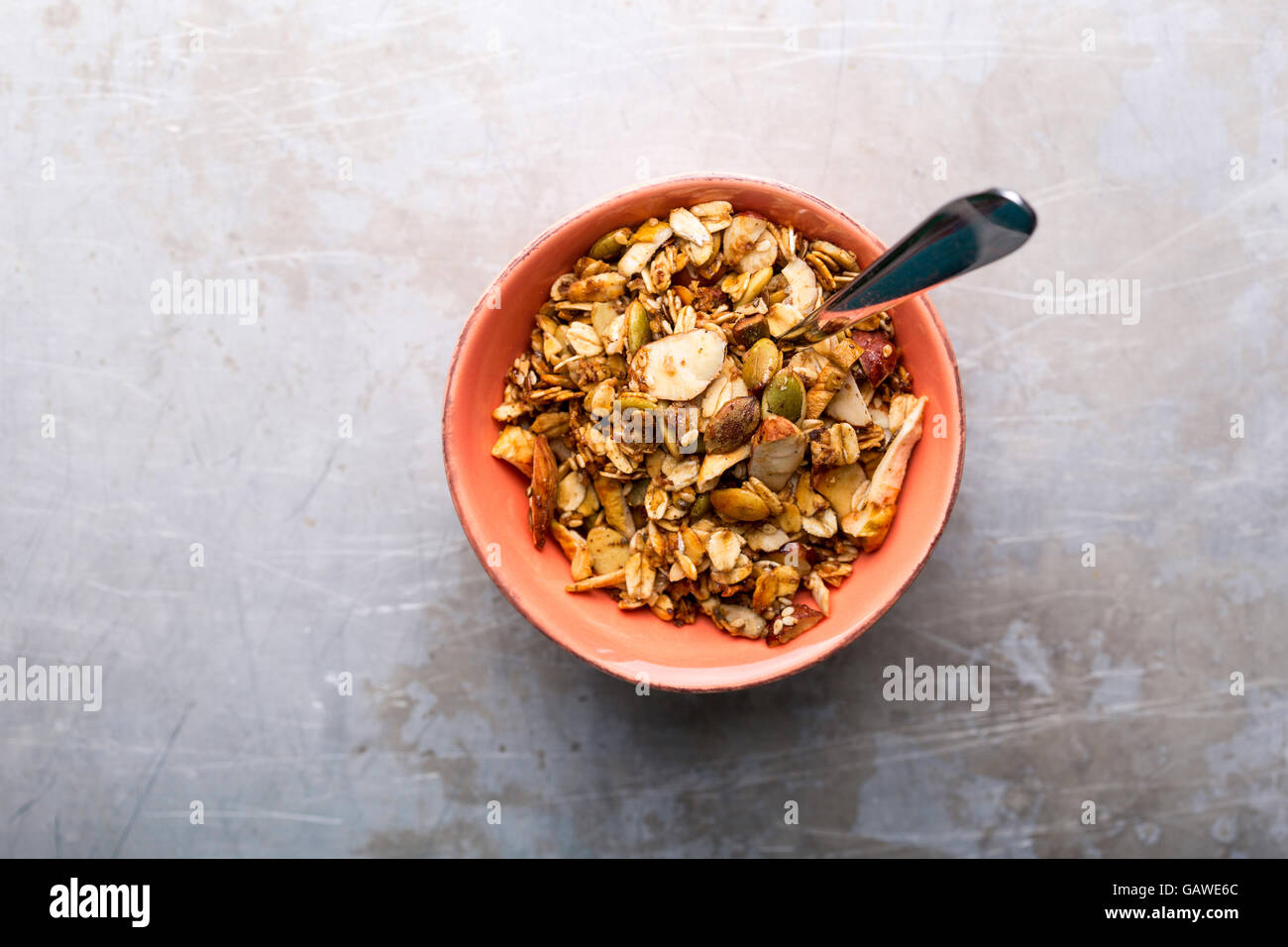 Granola rich in nuts and seeds shot from above Stock Photo Alamy