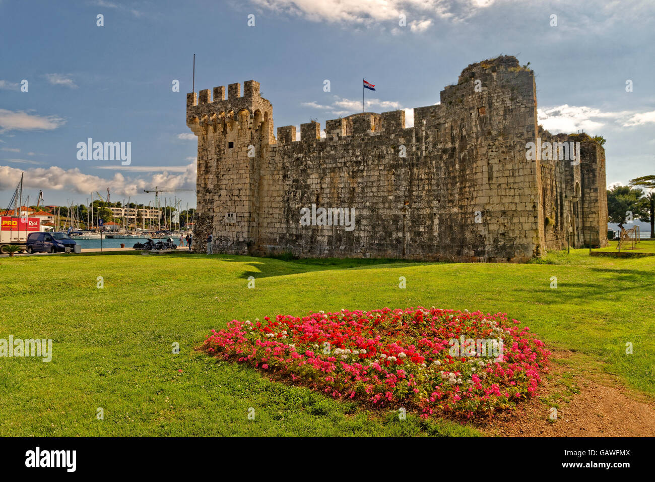 Waterfront castle at Trogir town, near Split, Croatia. Stock Photo