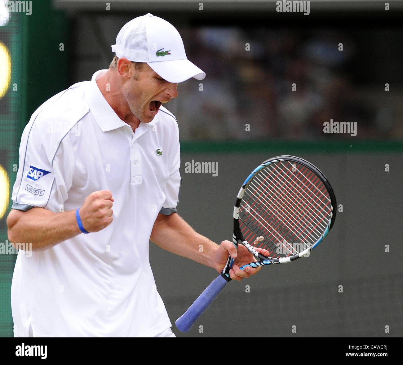 USA's Andy Roddick reacts during the Wimbledon Championships 2008 at ...