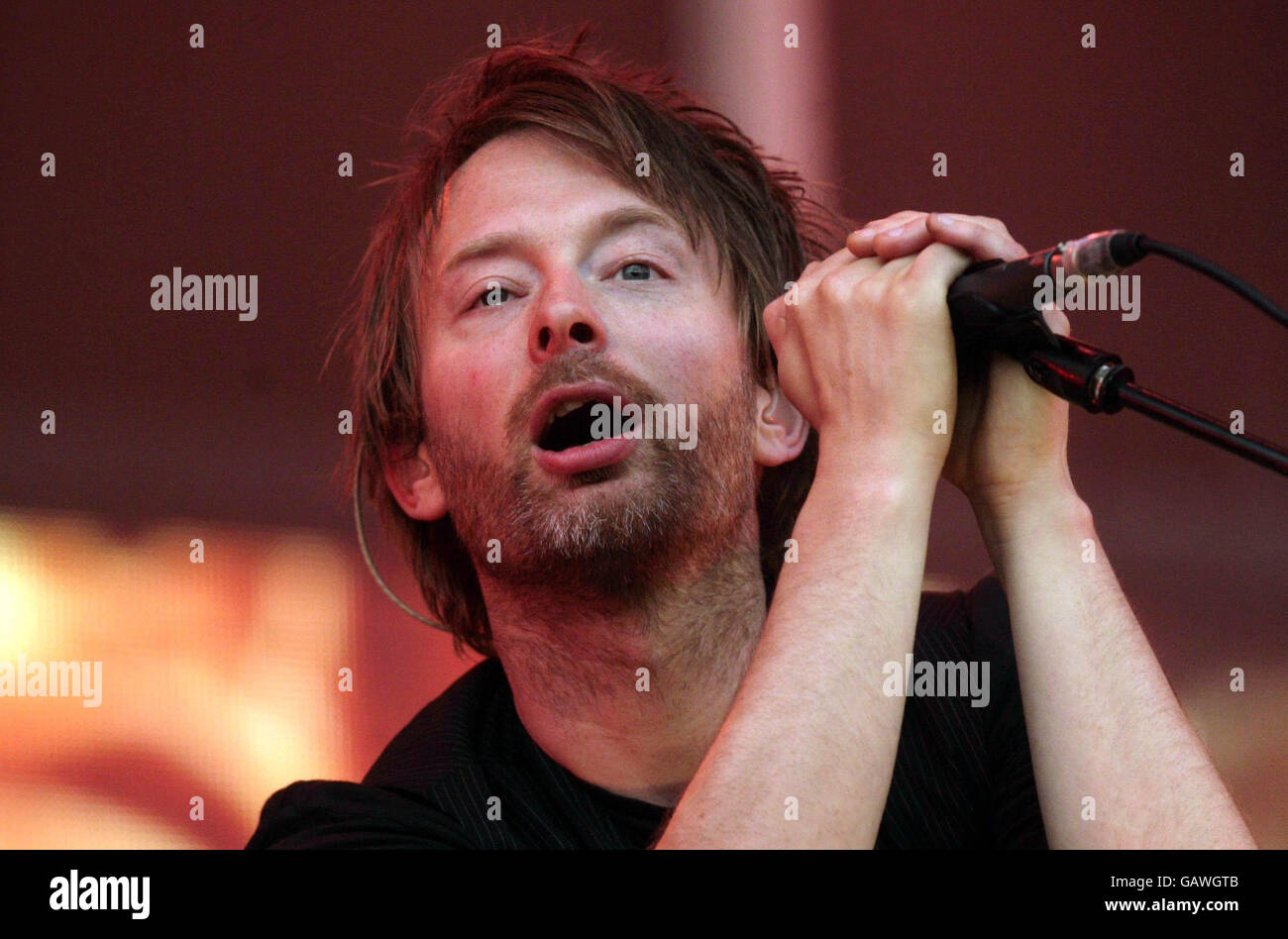 Radiohead in concert London. Thom Yorke of Radiohead performing on