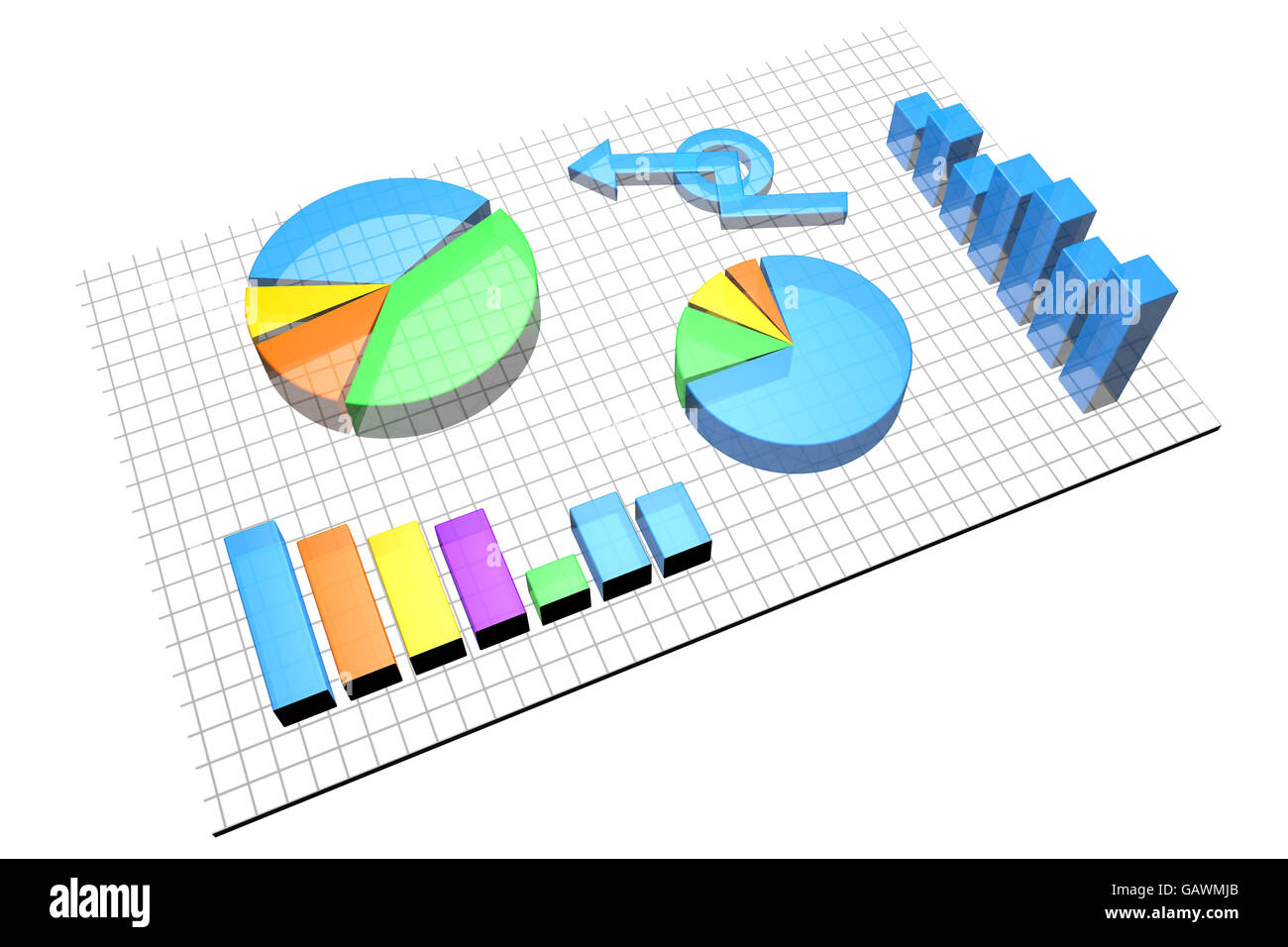 3D rendered Illustration of a generic business Chart. Isolated on white ...