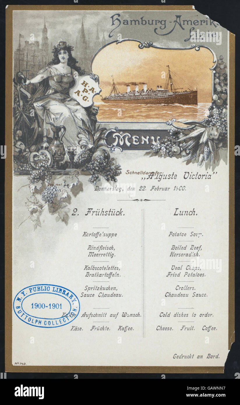 A lunch event held aboard the Schnelldampfer Auguste Victoria, a ...