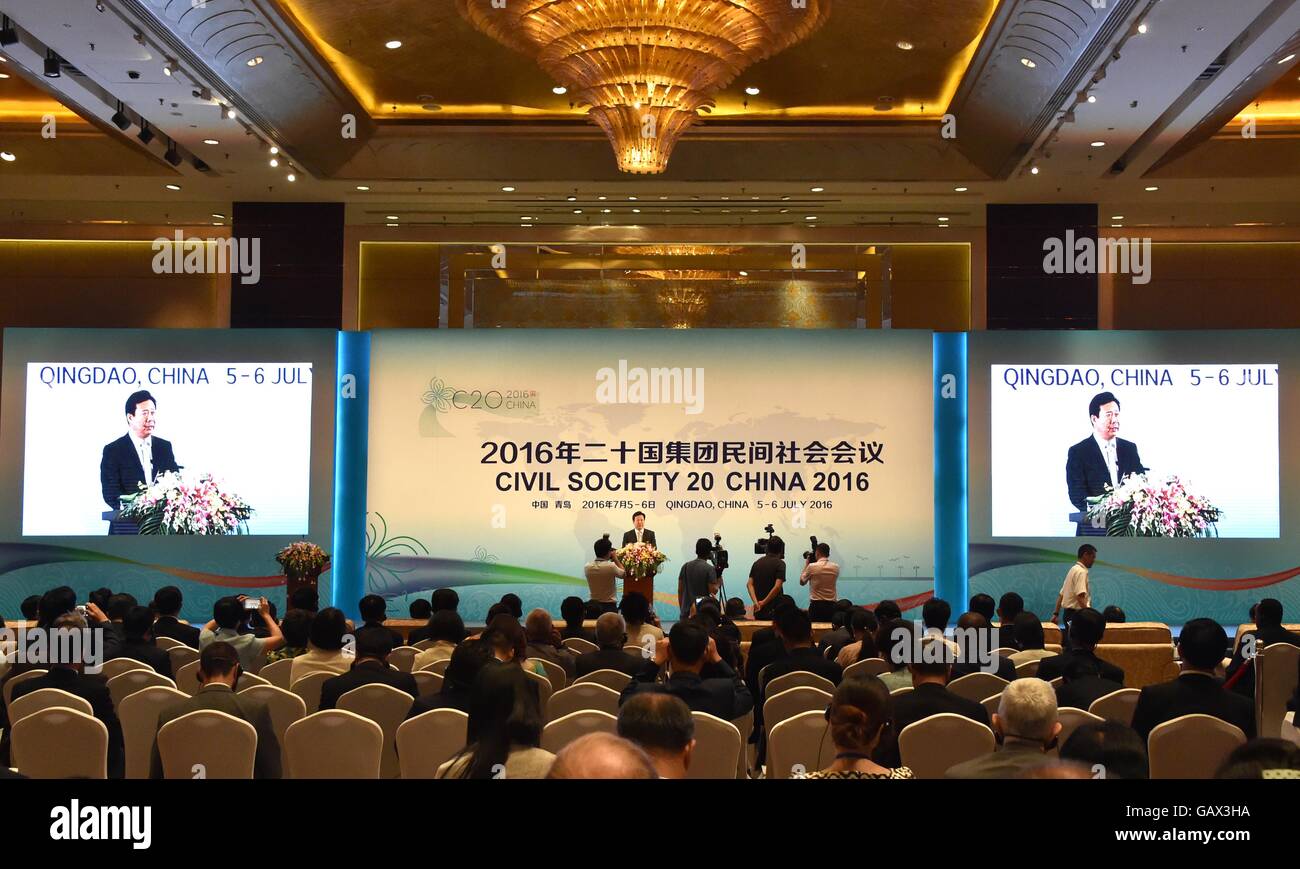 Qingdao, China's Shandong Province. 6th July, 2016. The closing ceremony of the Civil Society 20 China 2016 is held in Qingdao, east China's Shandong Province, July 6, 2016. Credit:  Xu Suhui/Xinhua/Alamy Live News Stock Photo