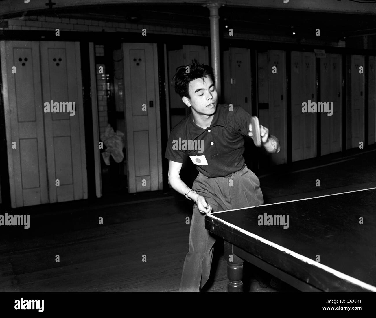 Table Tennis Japanese Team Practise for World Championships Stock