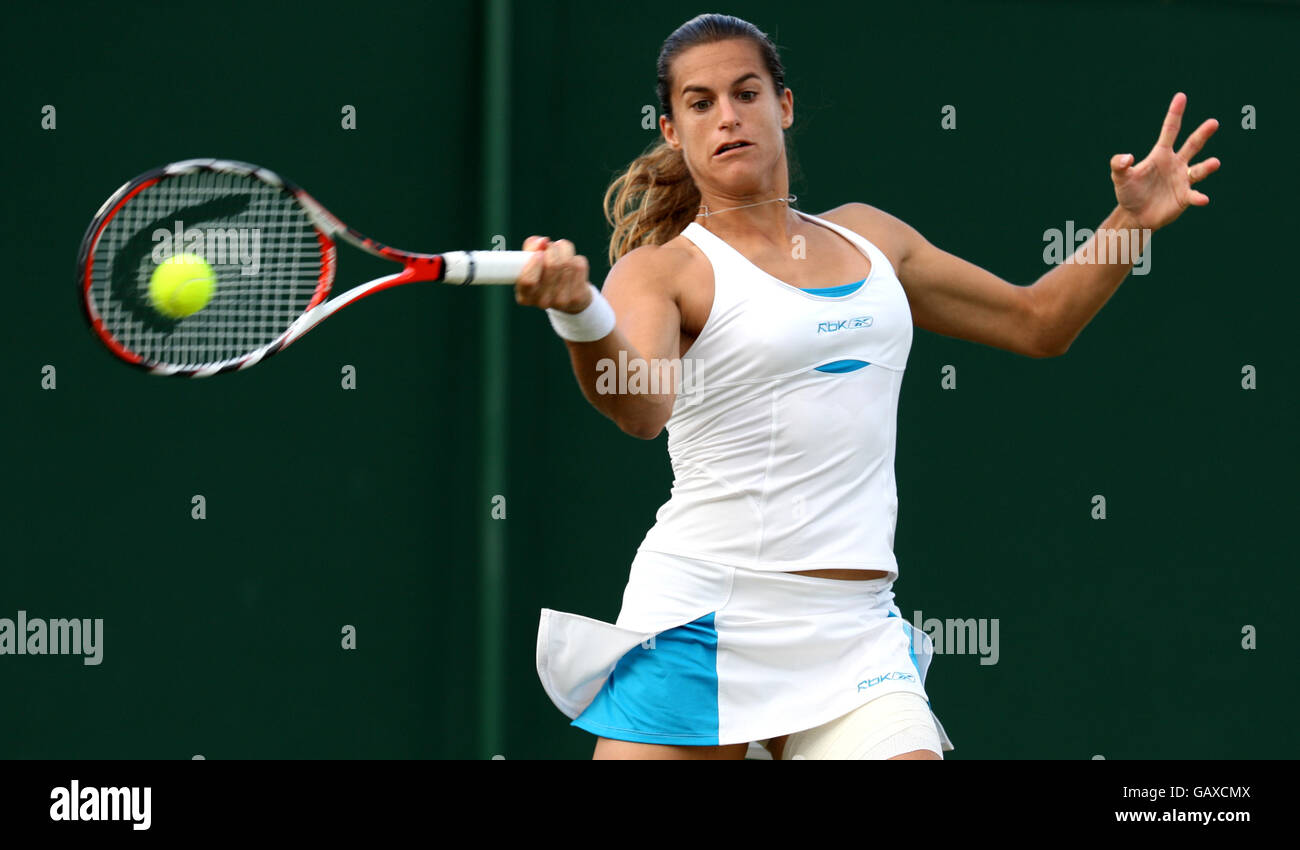 Amelie Mauresmo in action against Virginia Ruano Pascual Stock Photo
