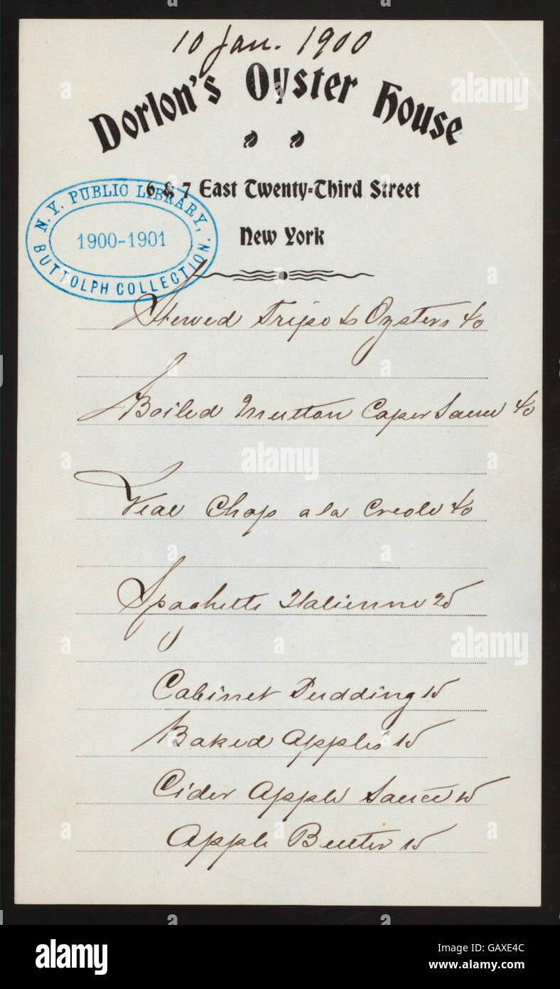 A dinner held at Dorlon's Oyster House at 6 East 23rd St., New York ...