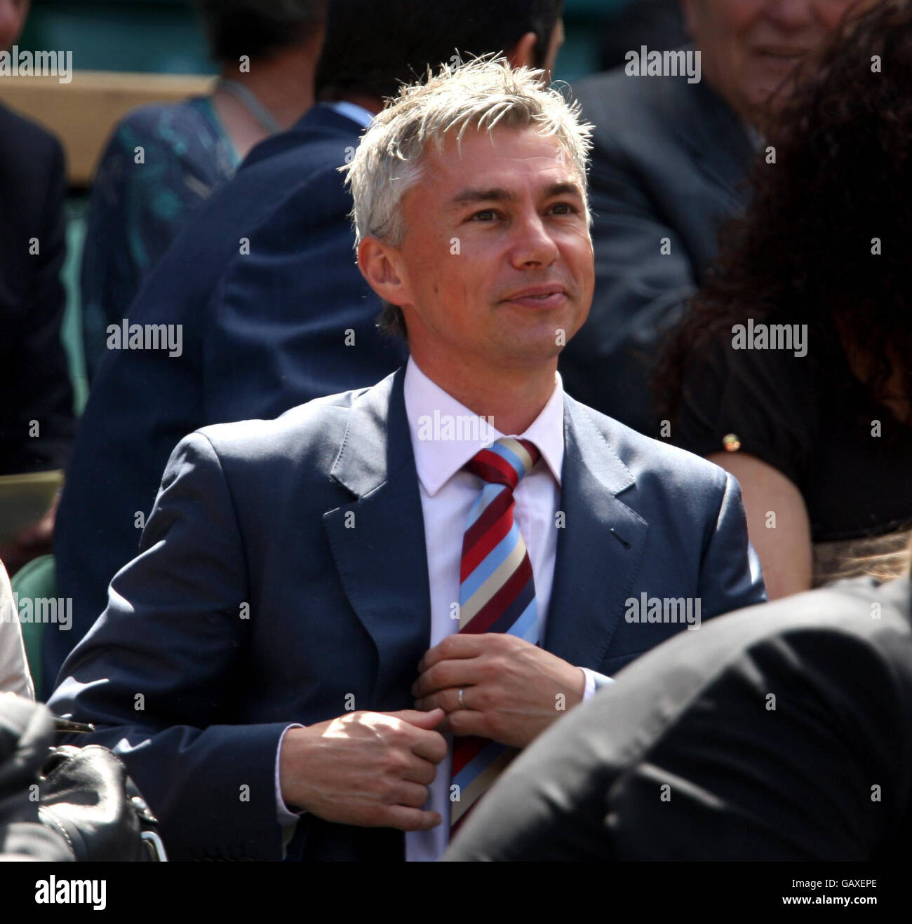 Jonathan Edwards in the royal box on centre court during the Wimbledon Championships 2008 at the All England Tennis Club in Wimbledon. Stock Photo