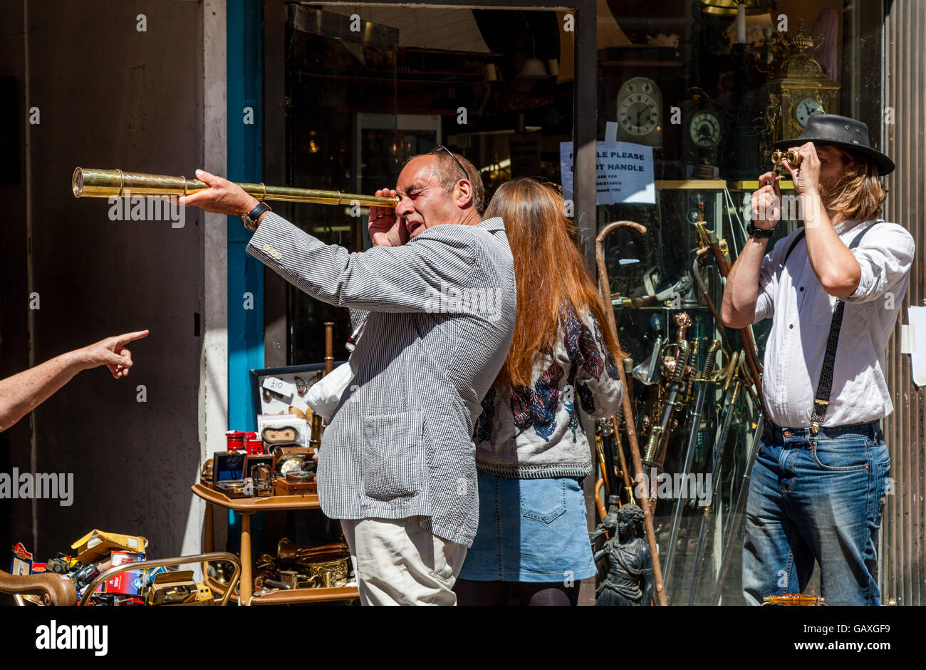 People Shopping For Antiques, High Street, Lewes, Sussex, UK Stock Photo