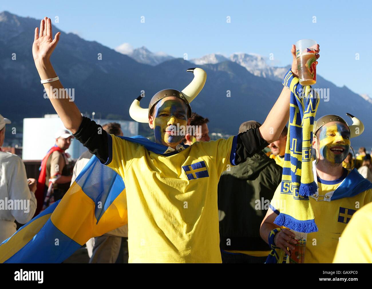 Sweden Fans Sweden fans outside the ground hi-res stock photography and images - Alamy
