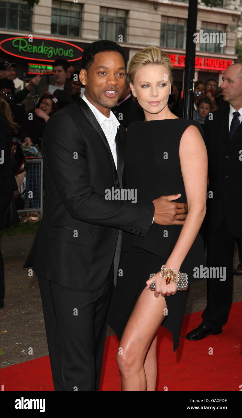 Will Smith and Charlize Theron arrive for the UK Film Premiere of Hancock at the Vue West End, London. Stock Photo