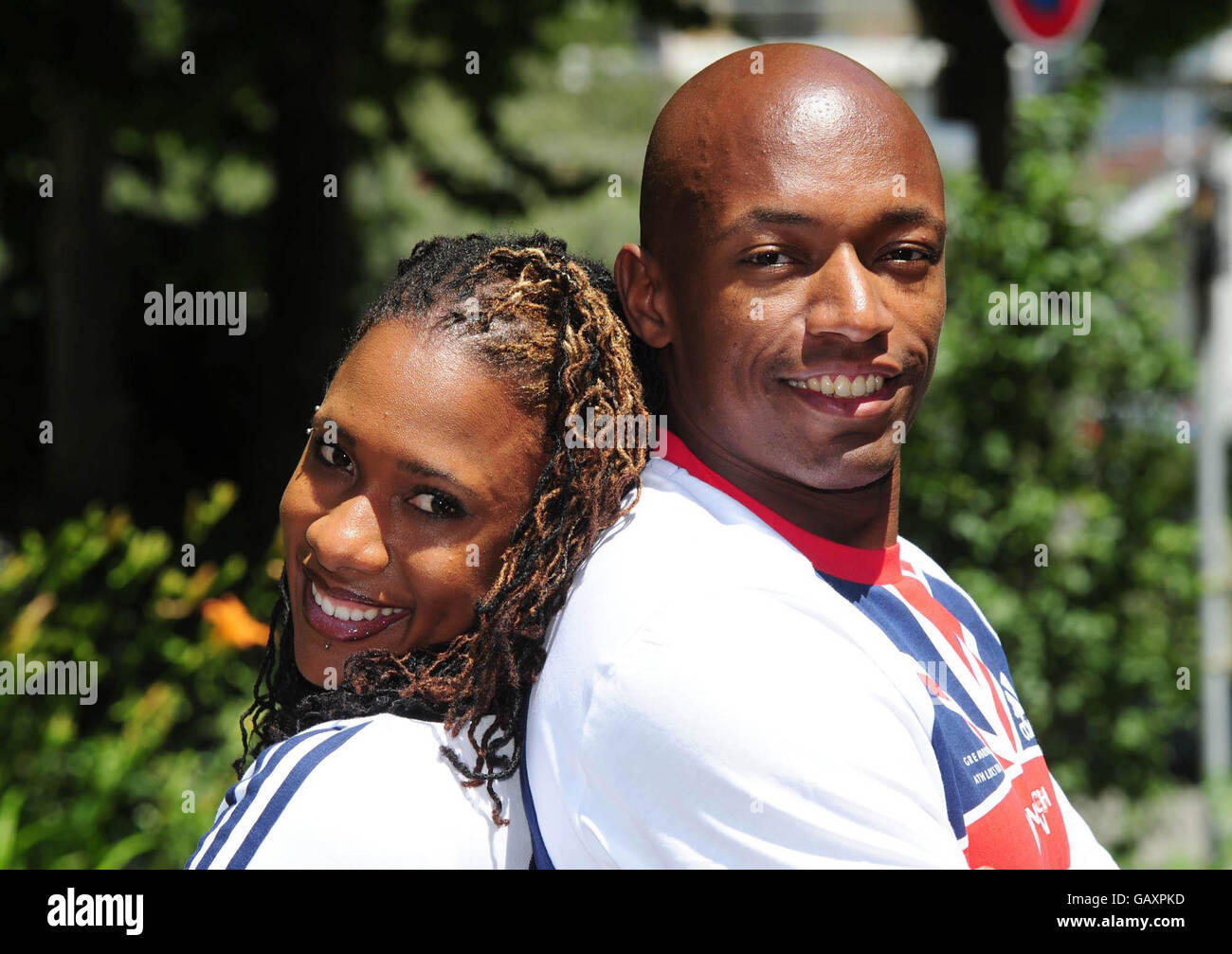 Athletics - 2008 Spar European Cup - Annecy. Great Britain European Cup team captain's Natasha Danvers and Marlon Devonish during a photo call in Annecy, France. Stock Photo