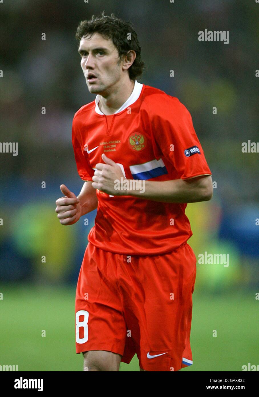 Soccer - UEFA European Championship 2008 - Group D - Russia v Sweden - Tivoli Neu Stadium. Yuri Zhirkov, Russia Stock Photo