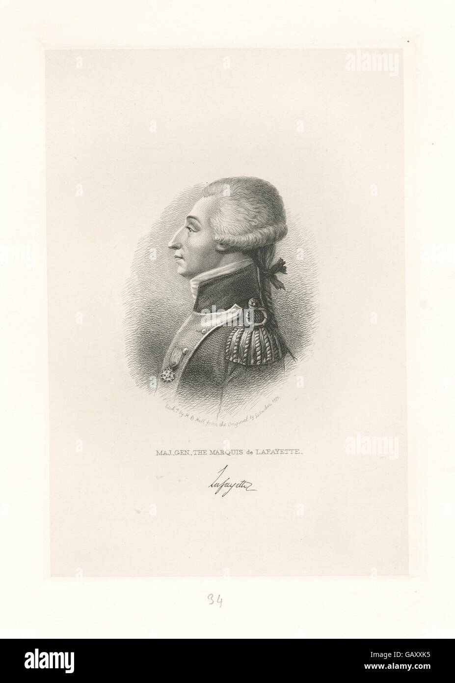 A portrait of Major General Marquis de Lafayette, a key figure in the ...