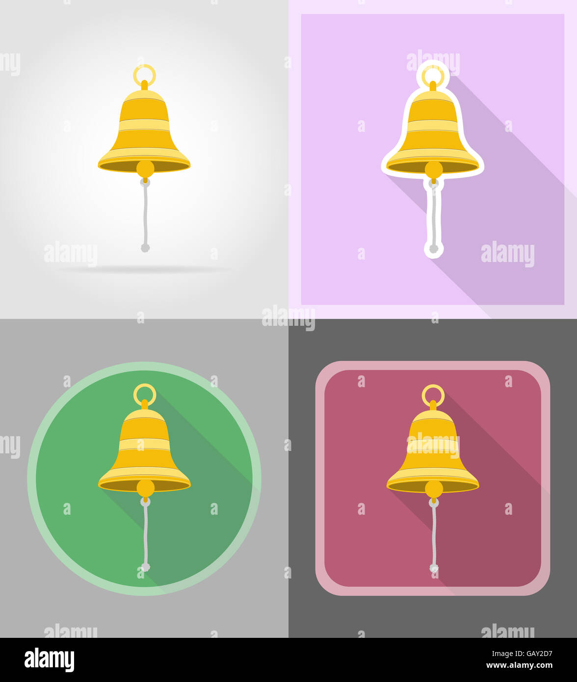 ship bell flat icons illustration isolated on background Stock Photo