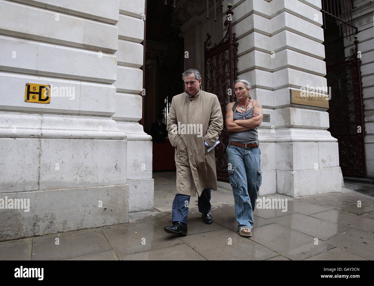 Fiona McKeown, the mother of 15-year old Scarlett Keeling who was murdered in Goa, leaves the Foreign and Commonwealth Office in London, after her meeting with Lord Malloch-Brown to get an update on the investigation into her daughter's death with her MP Geoffrey Cox, (Conservative MP for Torridge and West Devon). Stock Photo