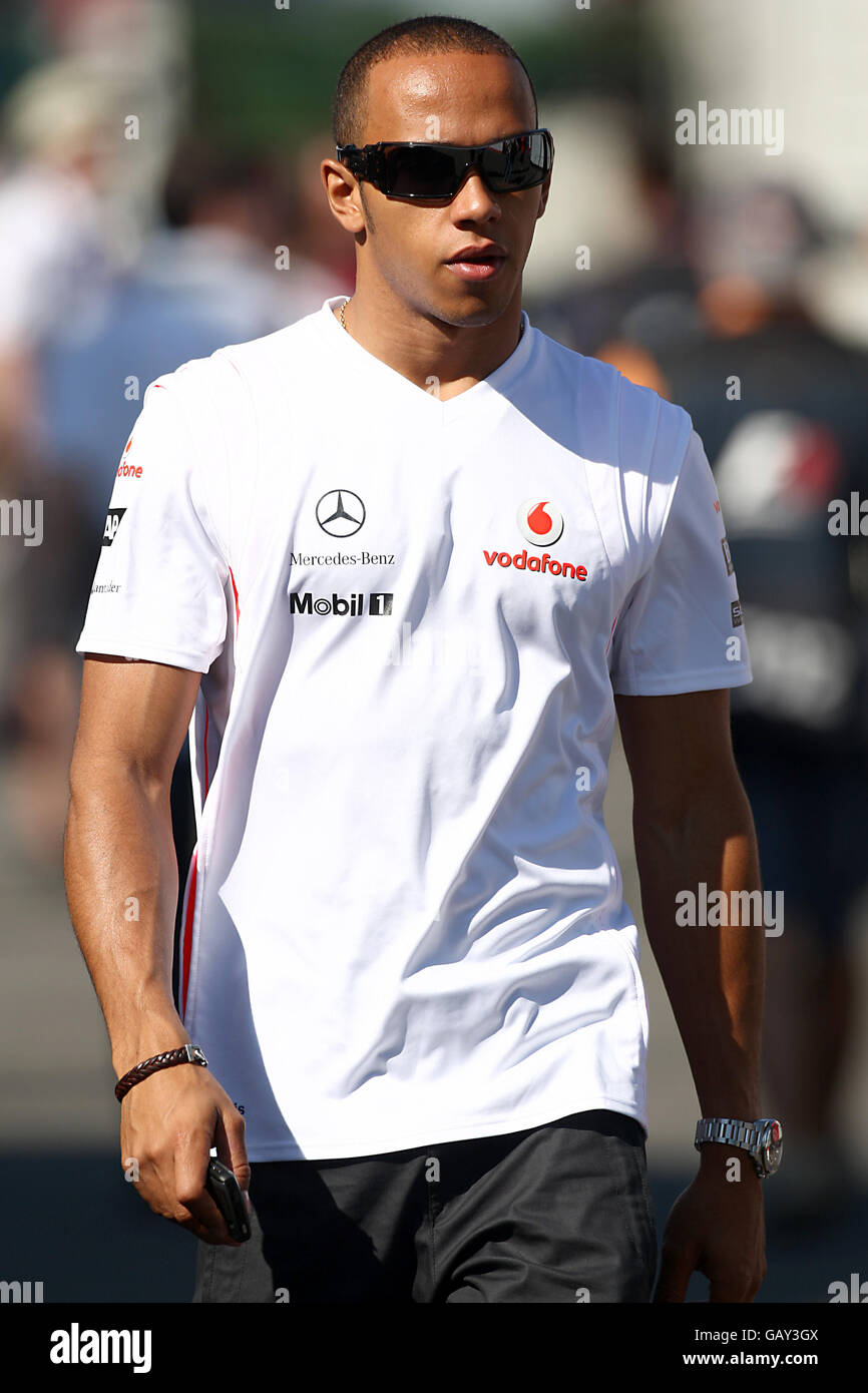 Formula One Motor Racing - French Grand Prix - Qualifying - Magny Cours. Vodafone McLaren Mercedes' Lewis Hamilton during the Grand Prix at Magny-Cours, Nevers, France. Stock Photo