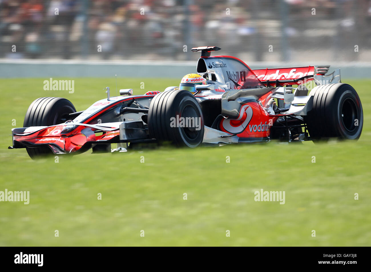 McLaren Mercedes' Lewis Hamilton during qualifying for the Grand Prix at Magny-Cours, Nevers, France. Stock Photo