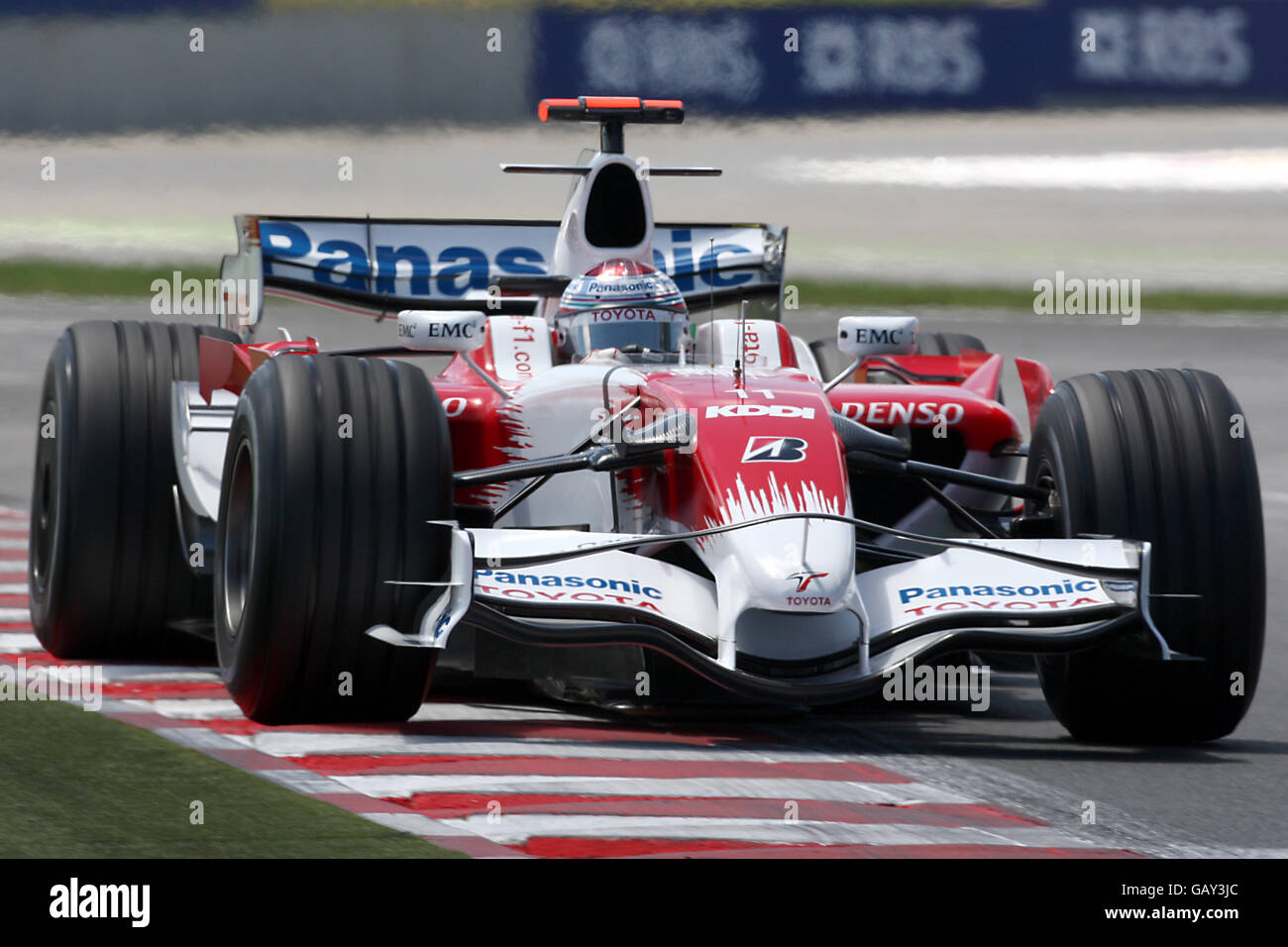Formula One Motor Racing - French Grand Prix - Qualifying - Magny Cours. Toyota's Jarno Trulli during qualifying for the Grand Prix at Magny-Cours, Nevers, France. Stock Photo