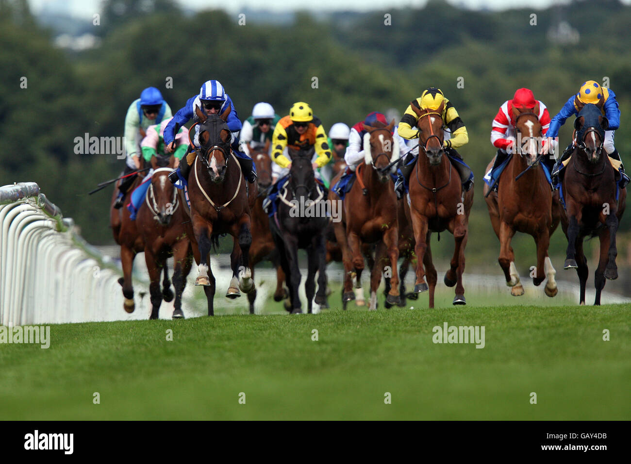Horse Racing - The Property Race Day - Sandown Park. Kaateb (blue, and ...