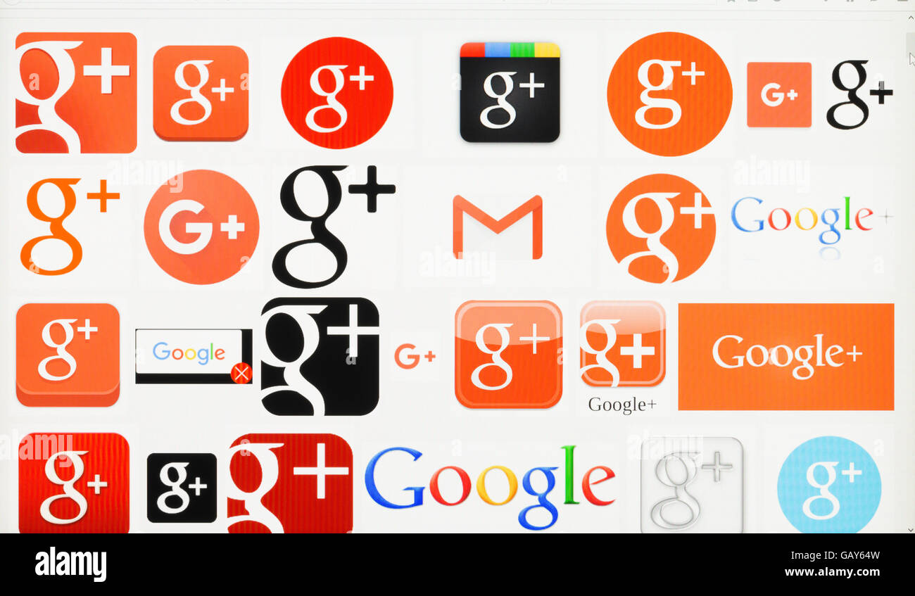 Screenshot of the google plus logo Stock Photo