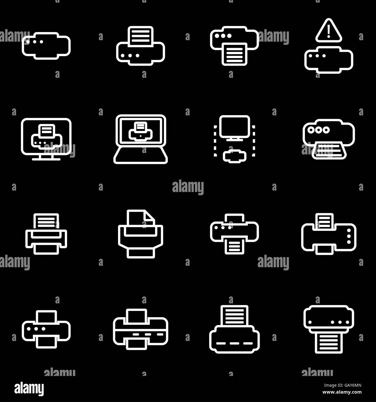 Vector line printer icon set Stock Vector Image & Art - Alamy