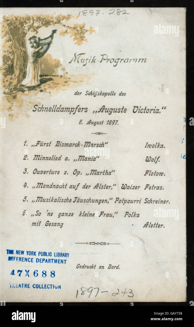 A dinner event hosted by the Hamburg-Amerika Line aboard the steamship ...