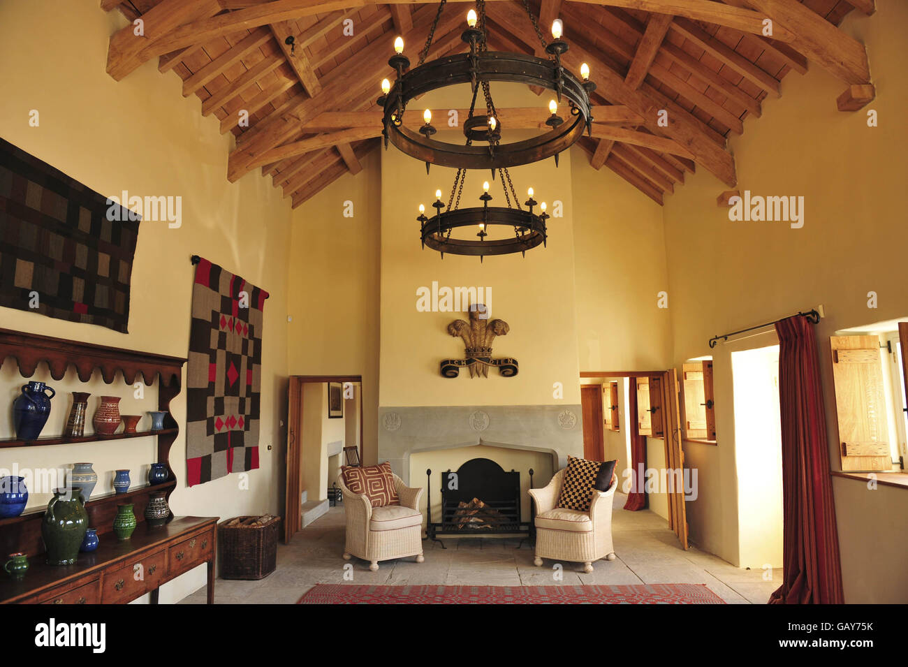 A view inside the nonprivate residence hall of the Prince of Wales and the Duchess of Cornwall