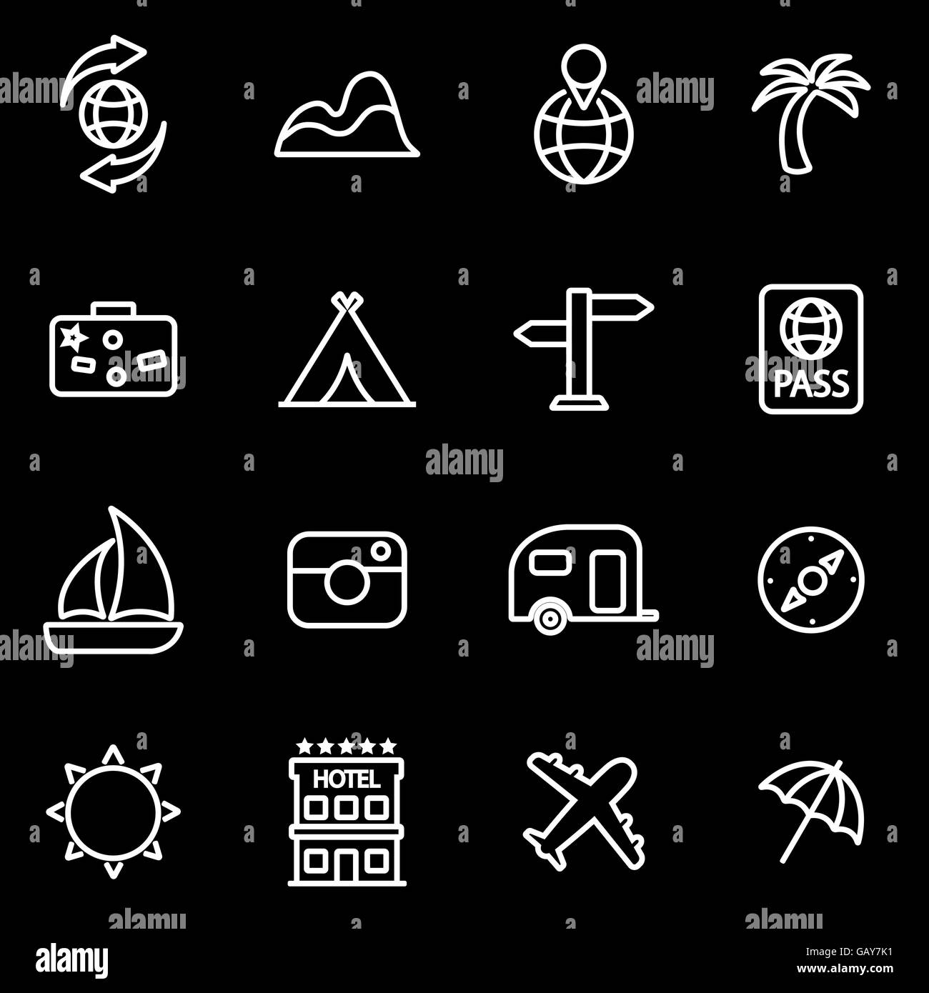 Vector line travel icon set Stock Vector Image & Art - Alamy