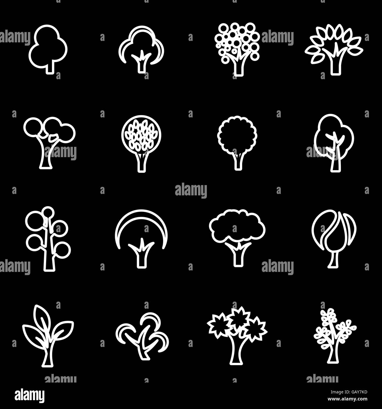 Vector line trees icon set Stock Vector Image & Art - Alamy