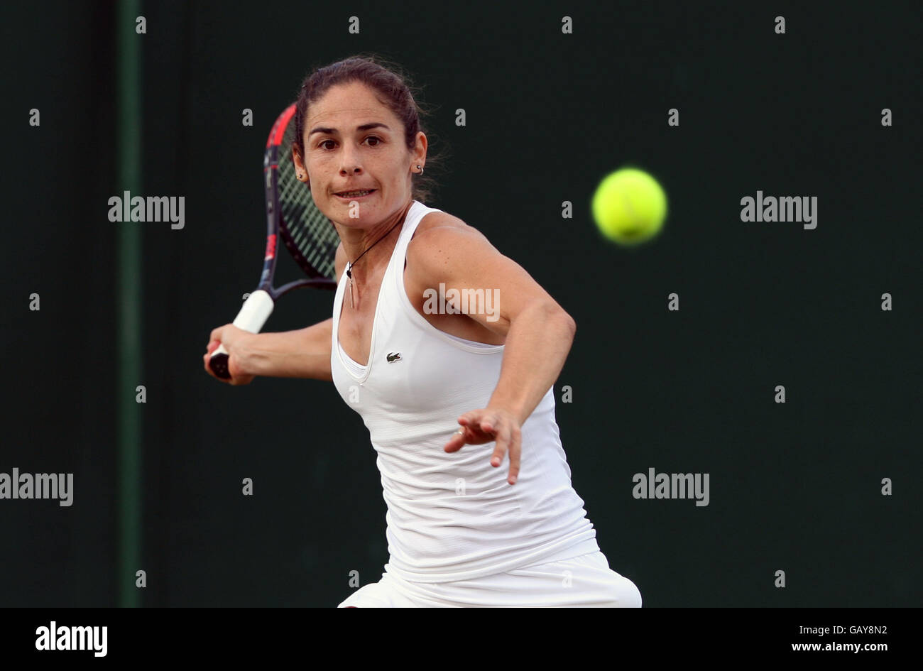 Virginia Ruano Pascual in action against Amelie Mauresmo Stock Photo