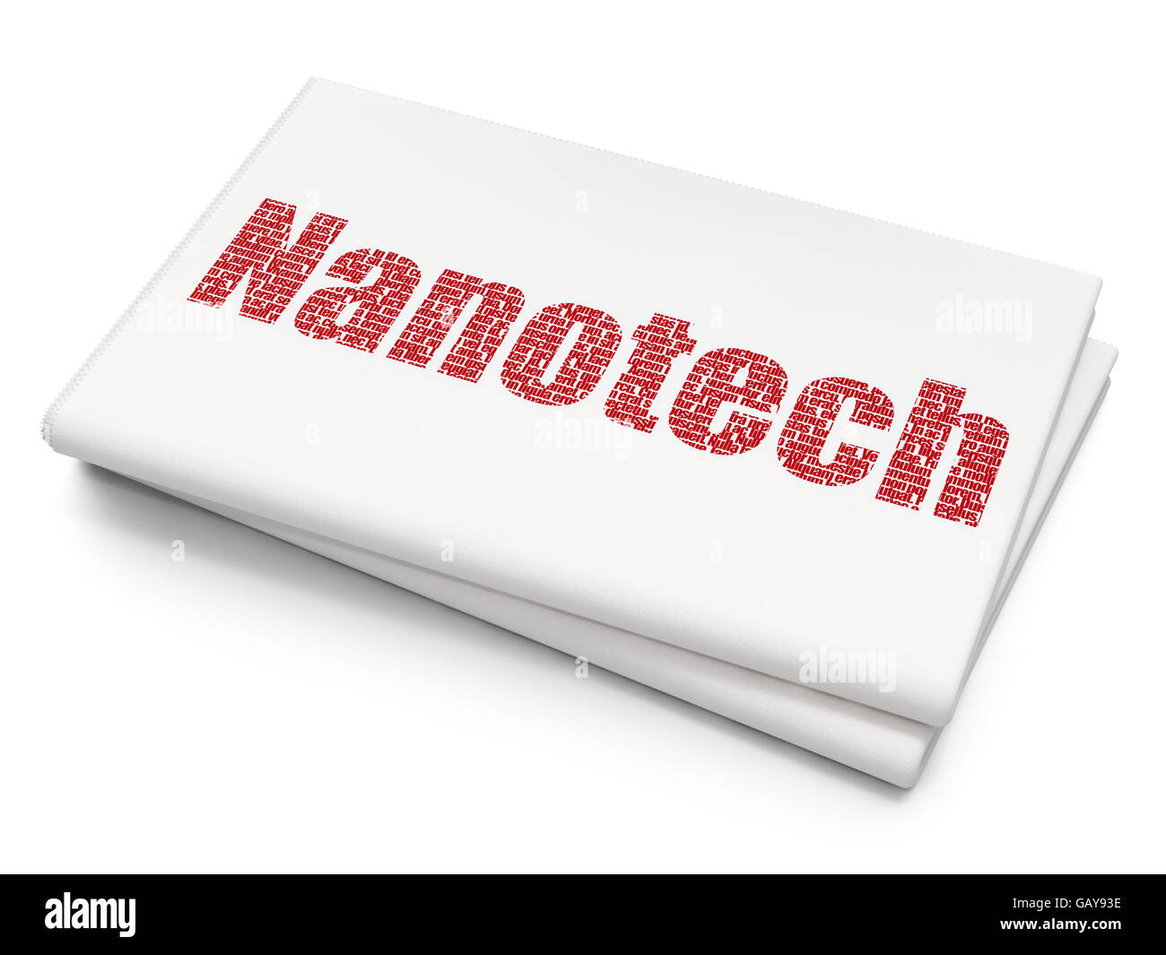 Science concept nanotech on blank newspaper background stock photo alamy