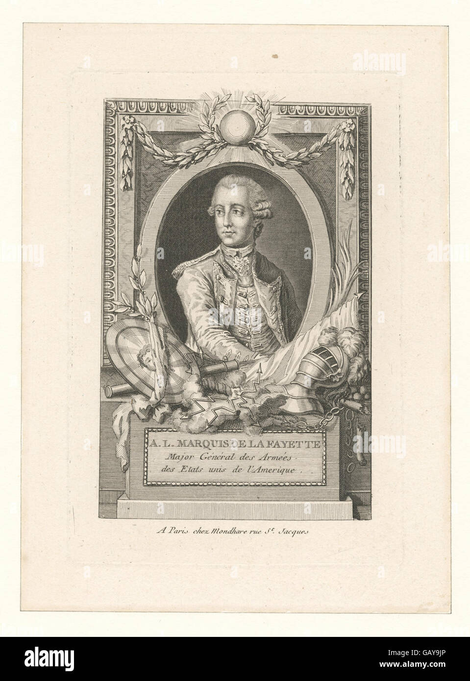 An image of Gilbert du Motier, Marquis de Lafayette, who served as a ...